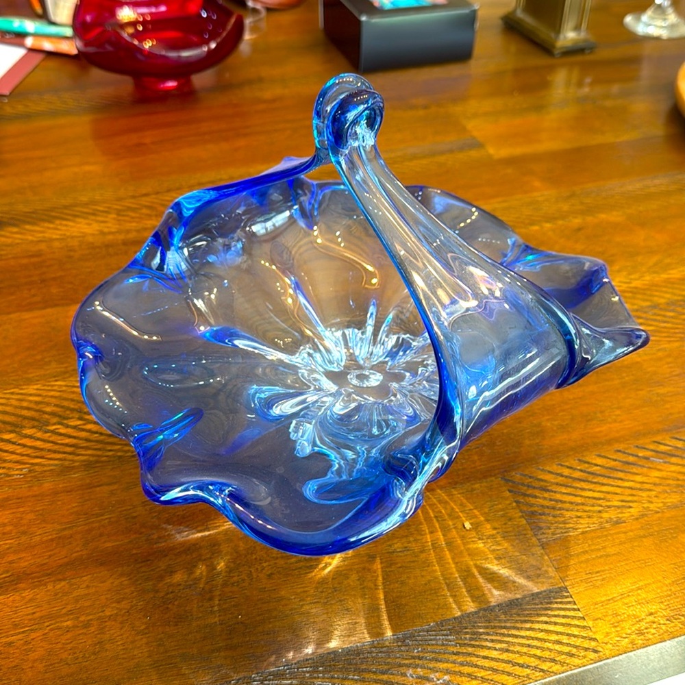 Beautiful Hand Made glass decorative bowl. Purchased at an estate sale